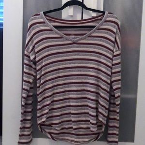 Maroon striped long sleeve shirt